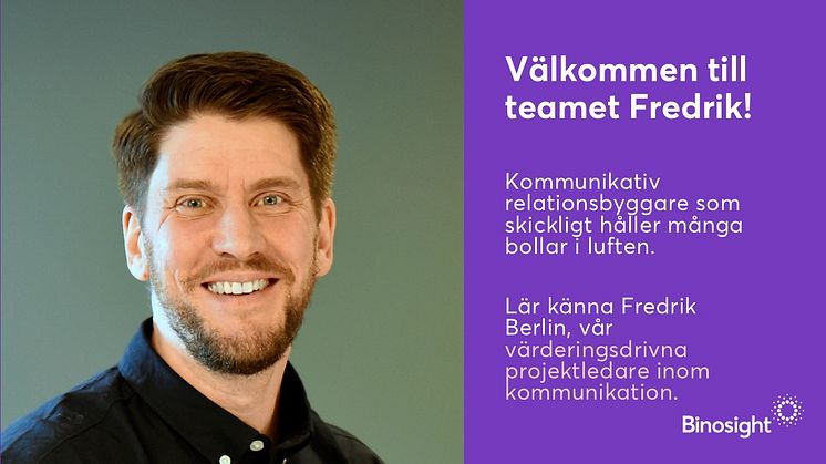 Ny medarbetare på Binosight: Fredrik Berlin