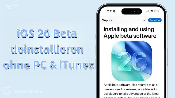 iOS 26 Beta deinstallieren ohne PC & iTunes – 100 % funktionierende Methode