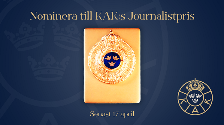 Nominera till Journalistpriset senast 17 april