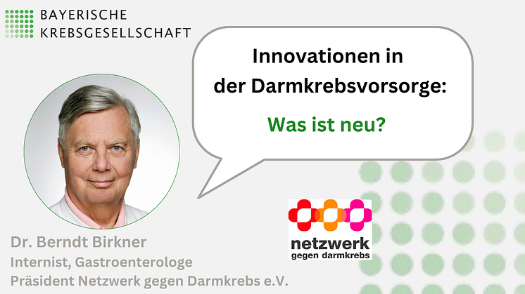 Webinar zur Darmkrebsfrüherkennung: "Innovationen in der Darmkrebsvorsorge: Was ist neu?"