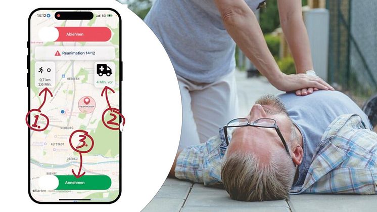 Ziel des Smartphone-basierten Ersthelfersystems: Das bei Herzstillstand lebensbedrohliche therapiefreie Zeitintervall bis zum Eintreffen des Notarztes zu verkürzen und dadurch Leben zu retten (Foto: Adobe.Stock.com)