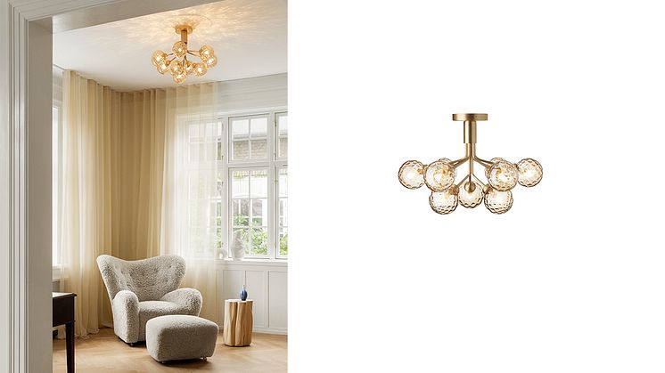 Apiales 9 Ceiling, brushed brass/optic gold.