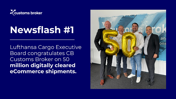 Dietmar Focke, Uwe Glunz, Murat Odabas and Ashwin Bhat celebrate 50 million digitally cleared eCommerce shipments