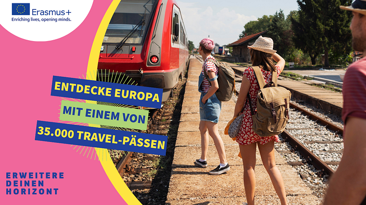 Die nächste Bewerbungsrunde für die DiscoverEU-Reisetickets startet am 2. April! (Bild: Eurodesk unter Verwendung eines Bildes von SrdjanPav via Canva.com)