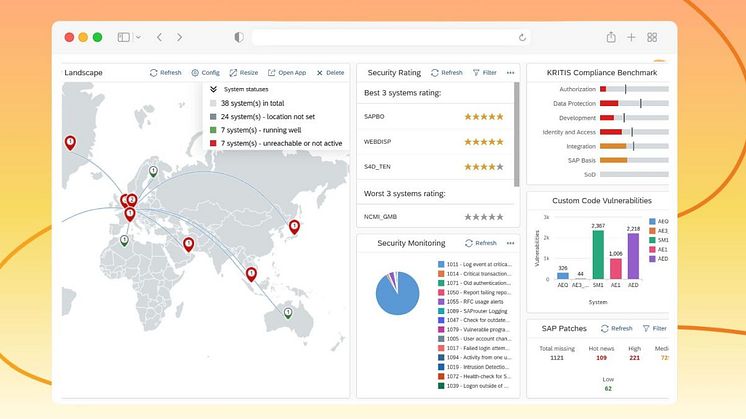 Security Dashboard for SAP von SecurityBridge bietet SAP-Sicherheitsfunktionen auf einen Blick. Quelle: SecurityBridge 