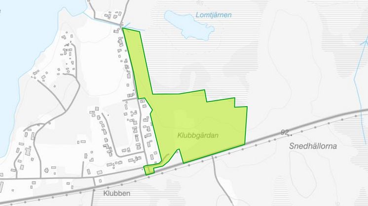 I Yttersjö planeras för upp till 36 nya enbostadshus. Planområdet markerat i grönt. 