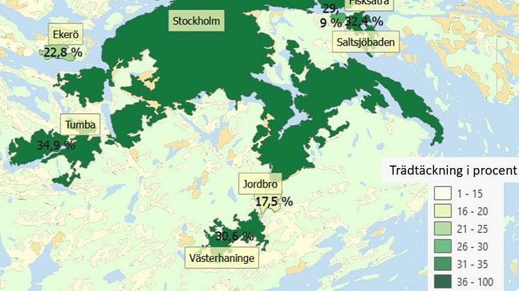 Metria och Boverkets nationella kartläggning av trädtäckning i städer