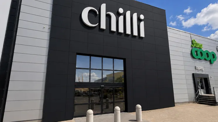 Entrén till Chillis nya flaggskeppsbutik vid Väla utanför Helsingborg.