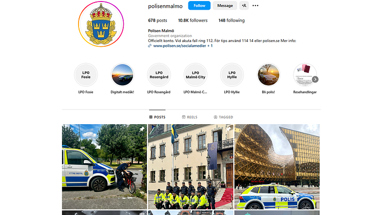 Malmöpolisens instagram