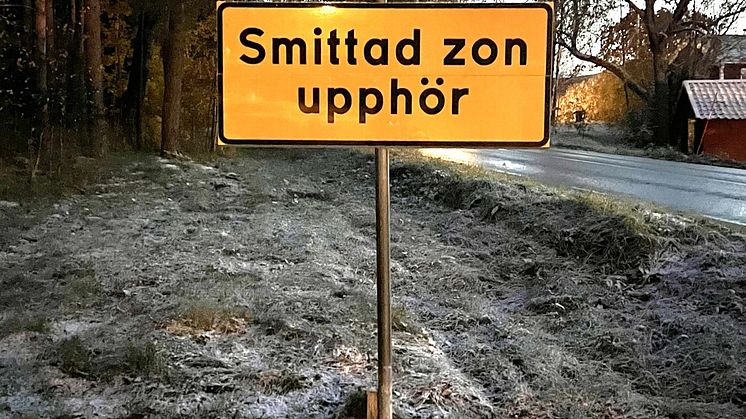 Skylt smittad zon
