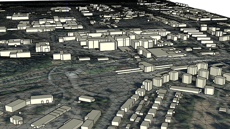 Metria Markmodell är ett grundpaket med data för dig som har behov av en markmodell med draperat ortofoto tillsammans med byggnader i 3D. 