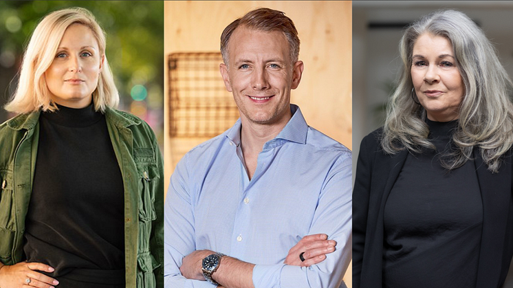 Tove Jarl (VD, Ung Företagsamhet), Henrik Lönnevi (VD, Kivra) och Gitta Hertzman Perez (Marknadschef, Hogia)