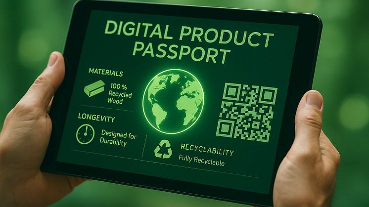Digitala produktpass (DPP) lagrar data om bland annat produkters hållbarhet under hela deras livscykel. DPP är fortfarande under utveckling och detta är en AI-genererad bild från Chat GPT.