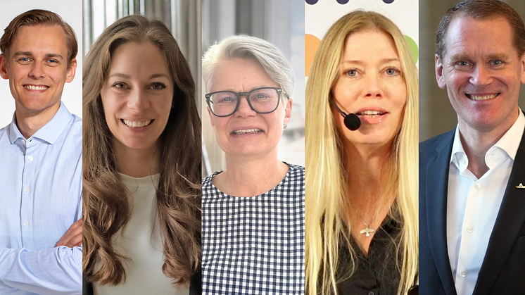 Nya ledamöter: Erik Steen, Katinka Engellau-Nilsson, Joke Palmkvist (bild: Maria Strömberg), Maria Henriksson och Kristian Åsberg.