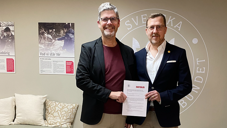 Fredrik Hedlund, förbundsrektor på Sensus och Andreas Philipsson, generalsekreterare för Svenska Soldathemsförbundet.