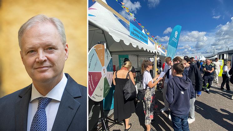Landshövding Sten Tolgfors och vimmel under Frihamnsdagarna. Foto: Länsstyrelsen Västra Götaland. 