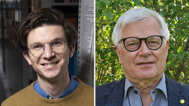 Karl Berglund och Johan Svedjedal har skrivit boken som analyserar stilistiska skillnader mellan Selma Lagerlöf, Karin Boye, Henning Mankell och andra kända författare. Foto: Mikael Wallerstedt/Katharina Leibring