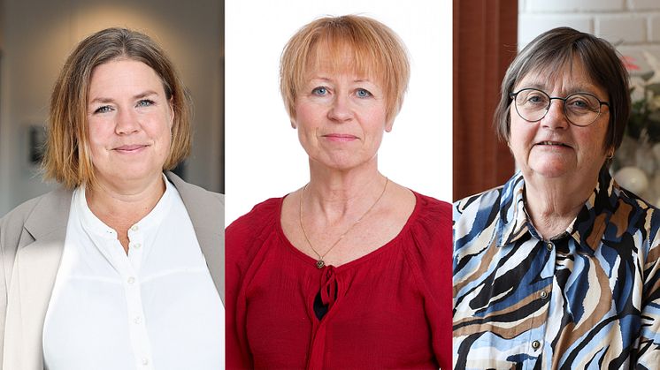 Tillförordnad HR-direktör Sara Bäckmark, avdelningschefen vid Erikslids hälsocentral, Christina Appelblad samt hälso- och sjukvårdsdirektör Elisabeth Karlsson.