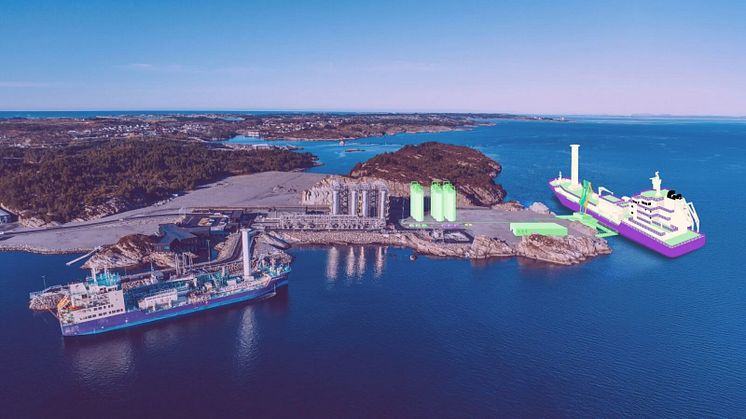 Karbonfangstanlegget i Øygarden, der fase to er markert med grønn farge | Illustrasjon: Northern lights JV.