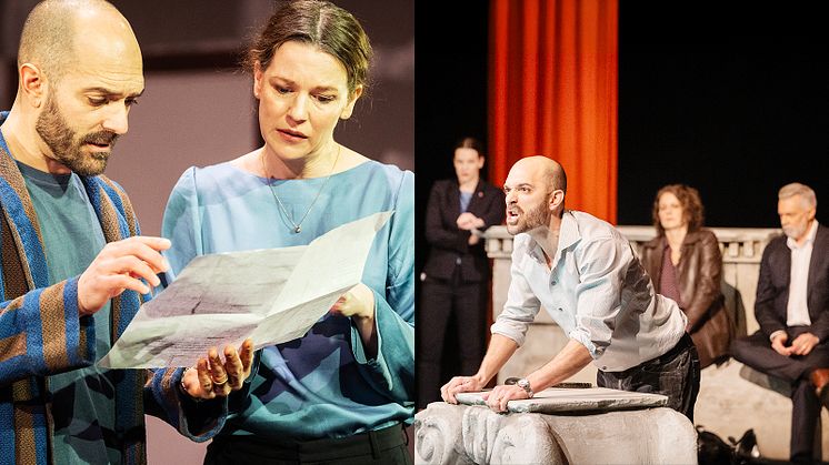 Till vänster Jesper Söderblom och Josefin Neldén. Till höger Josefin Neldén, Jesper Söderblom, Victoria Olmarker och Fredrik Evers. Foto: Ola Kjelbye.
