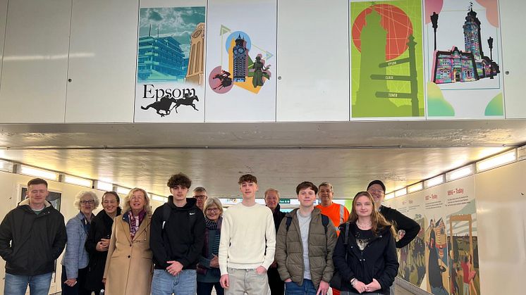 Looking good! A-level students joined local Art Society members to unveil these stunning images at Epsom station - download more pictures below