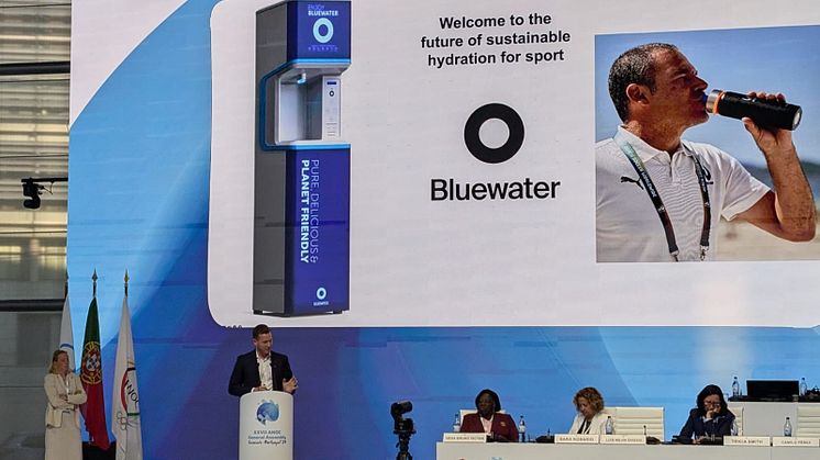 Bluewater Chief Purpose Officer Philip Russell calls for action on tackling single-use plastic bottle tsunami at ANOC conference