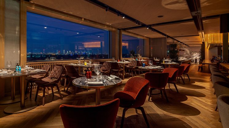 THE ROOF mit Blick auf die Frankfurter Skyline