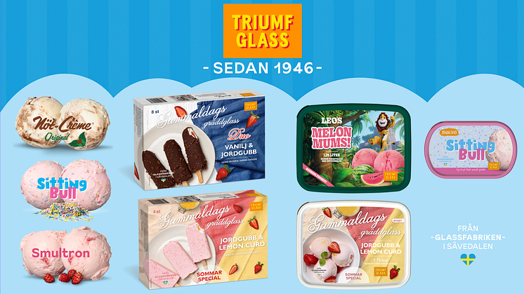 Triumf Glass nyheter 2025, 5L, Flerpack och dessertglass 