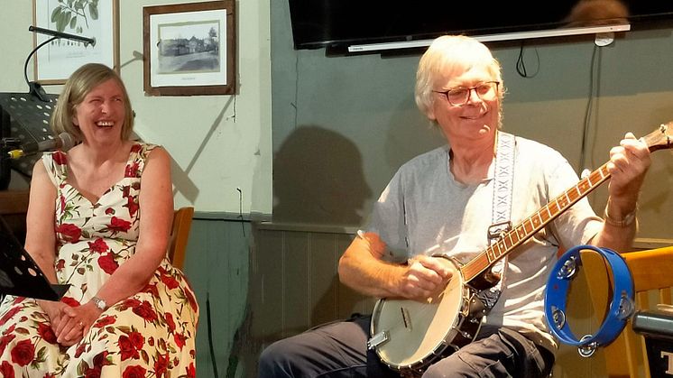 In tune: Graham Anstee playing his banjo with wife Josie. Music helped Graham stave off depression after his stroke