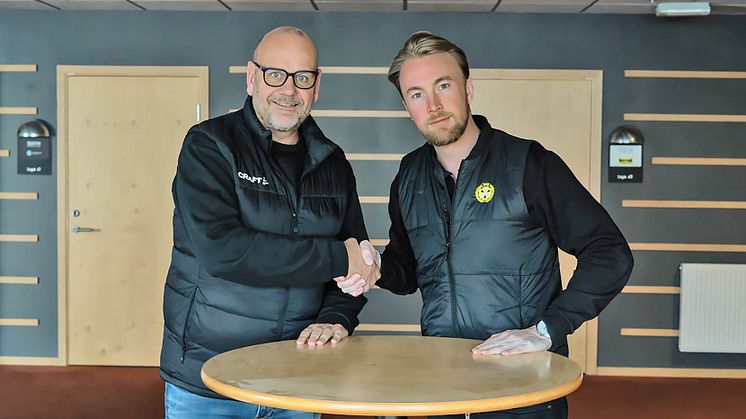 Fredrik Weilerfors, partneransvarig Craft och Jakob Westerlund, kommersiell chef, Brynäs IF.