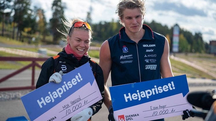 Moa Hansson och Edvin Anger vann Svenska Spel Summer Tour och skänker Hejaprisets 10 000 kronor till sina moderklubbar.