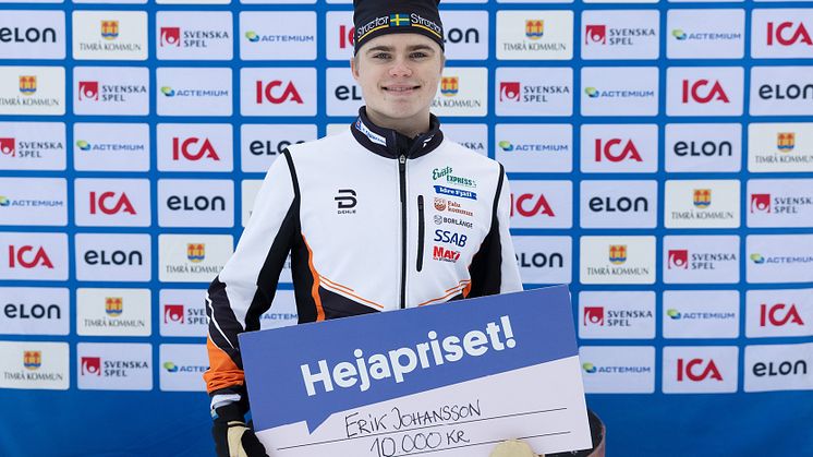 Erik Johansson vann Hejapriset och får 10 000 kronor att delas mellan sig själv och Falun Borlänge SK.