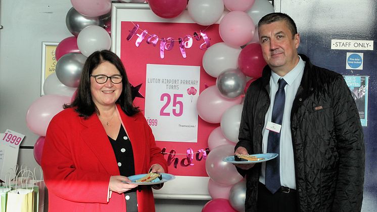 From left: MP for Luton South and South Bedfordshire, Rachel Hopkins, and station manager, Joe Healy, celebrate the station's 25th anniversary. More images below