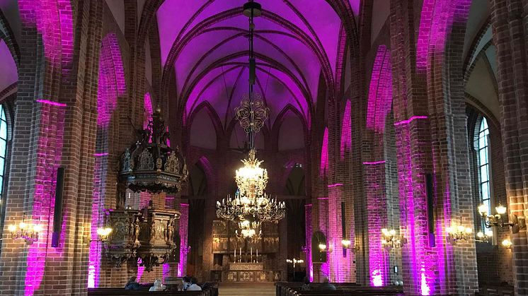 Interiört foto från St:a Maria kyrka i Helsingborg.