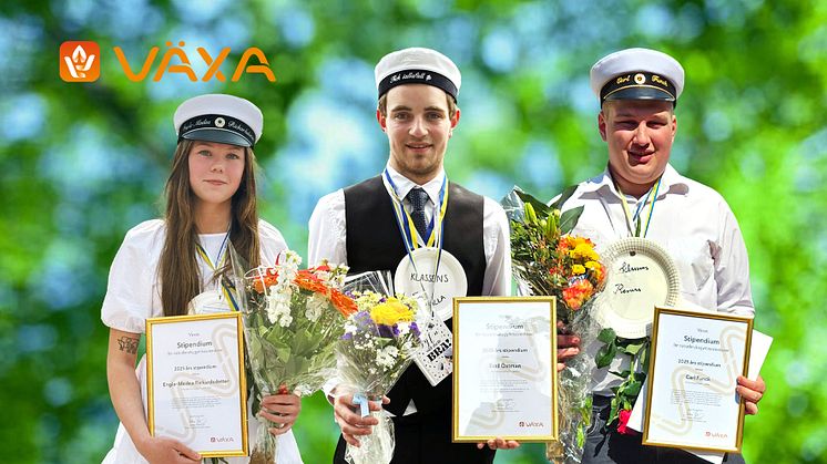 Årets stipendiater Engla-Medea Rickardsdotter, Emil Östman och Carl Funck.
