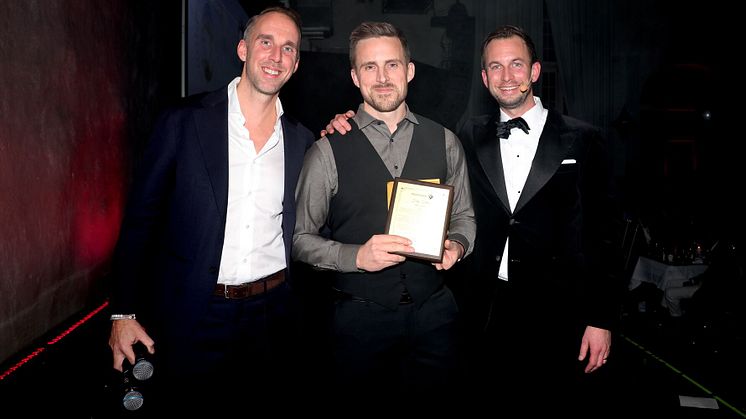 Från vänster: Carl-Adam Georgenson, Filip Tellebo, Alexander Riddermark. Foto från Riddermark Awards.