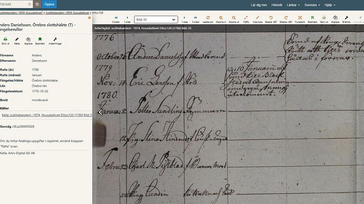 Påfyllning i registret till fängelserullorna