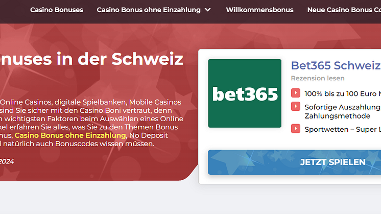 Casino Bonuses: Die führende Vergleichsplattform für Online-Casinos in der Schweiz