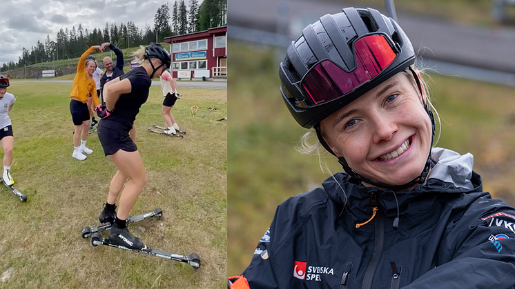 Märta Rosenberg, Evelina Crüsell och Elin Henriksson firar midsommar med läger och träning i Skellefteå tillsammans med sina lagkamrater i Team BAUHAUS. Foto: SSF