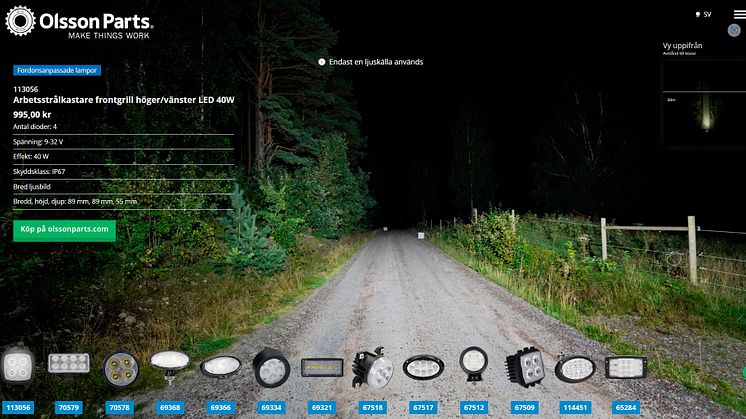 Ny webbplats jämför fordonsbelysningar och visar resultaten direkt online