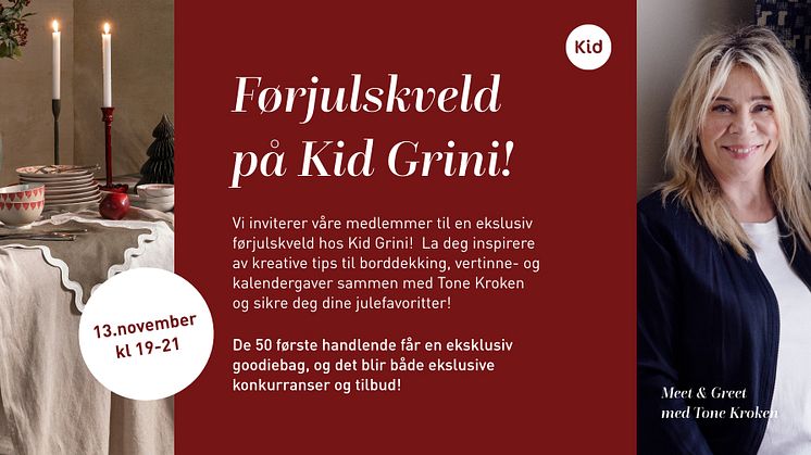 Førjulskveld med Tone Kroken på Kid Grini