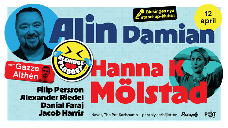 Blekinges nya stand up-klubb! Premiär 12 april på The Pot i Karlshamn!