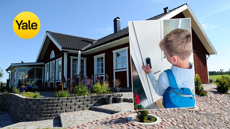 Det smarta låset Yale Doorman L3S har blivit en stor succé för Sara i Skövde och hennes familj. Huset (genrebild), pojke med lås (privat).