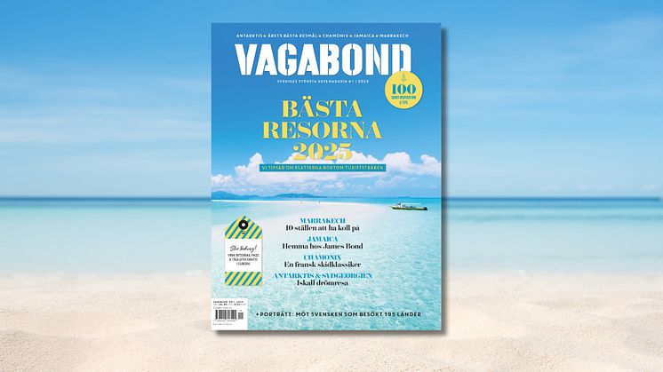 Omslaget till Vagabond 1/2025 med listan över årets resmål.
