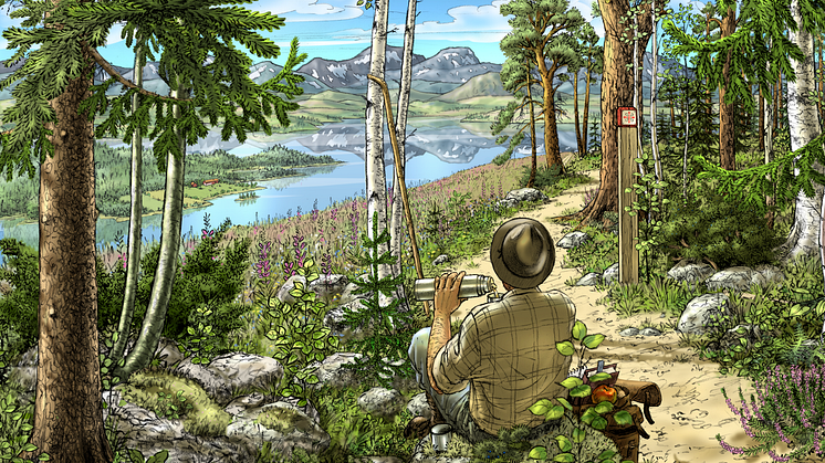 Tesorten S:t Olav finns i både påse och burk, med sin egen illustration, sammansatt av foton tagna längs S:t Olavsleden.