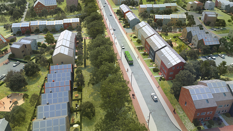 Så kan bostadsområdet Östra Ramlösa, etapp 1 se ut. Visionsskiss Helsingborgs stad