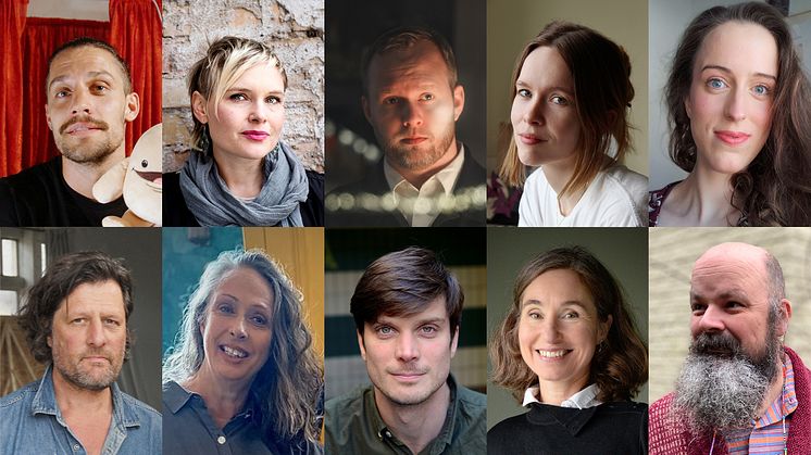 Årets stipendiater, uppifrån och från vänster: Alexander Unger, Sara Granér, Daniel Stahre, Ida Brockmann, Lina Cecilia Carlsson, Henrik Håkansson, Annika Wäst, Simon Vahlne, Emma Majberger och Robert Töreki.