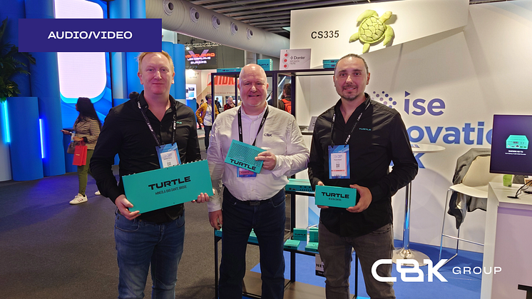 Photo: From left to right – Eamon Drew, Co-Founder & Co-CEO of Turtle AV; Rune Pytte Solum, Sales & Product Specialist at CBK; and Pawel Bybel, Co-Founder & Co-CEO of Turtle AV.