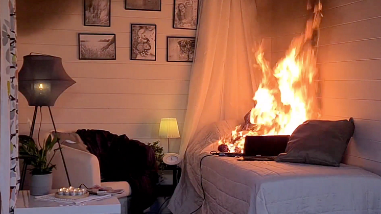 Brand som startar i ett sovrum