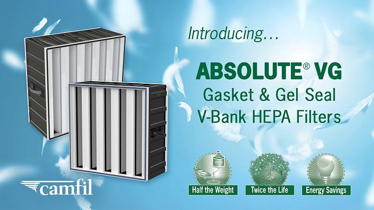 Camfil USA introduces the Absolute® VG V-Bank HEPA filter family, offering a lightweight design, twice the lifespan, and superior energy savings for life sciences and critical industries.
